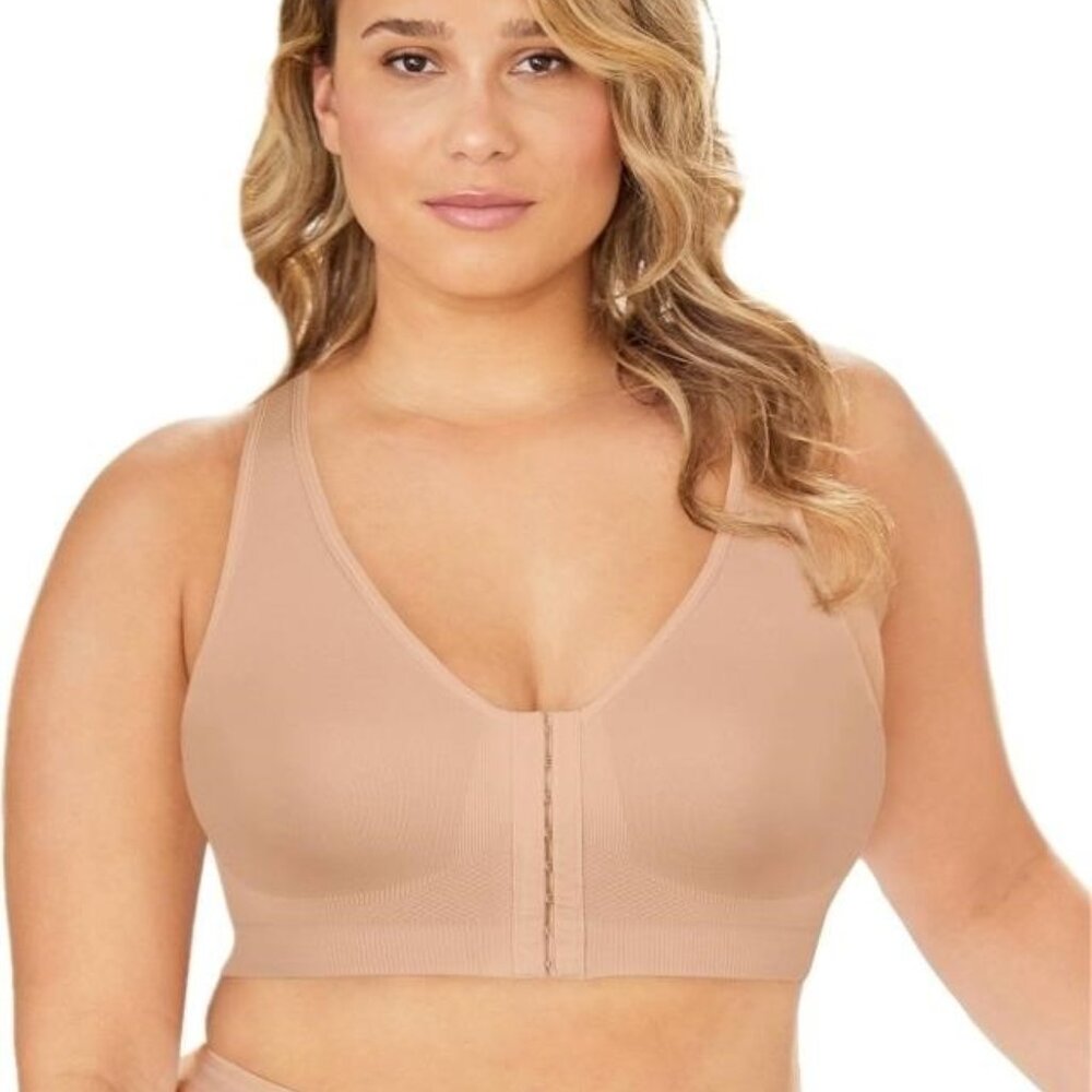 **Exquisite** Form Front Closure Wireless Support Bra Medium Nude NWT